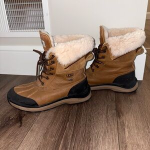UGG Tan and Black Waterproof Fur-Lined Boots